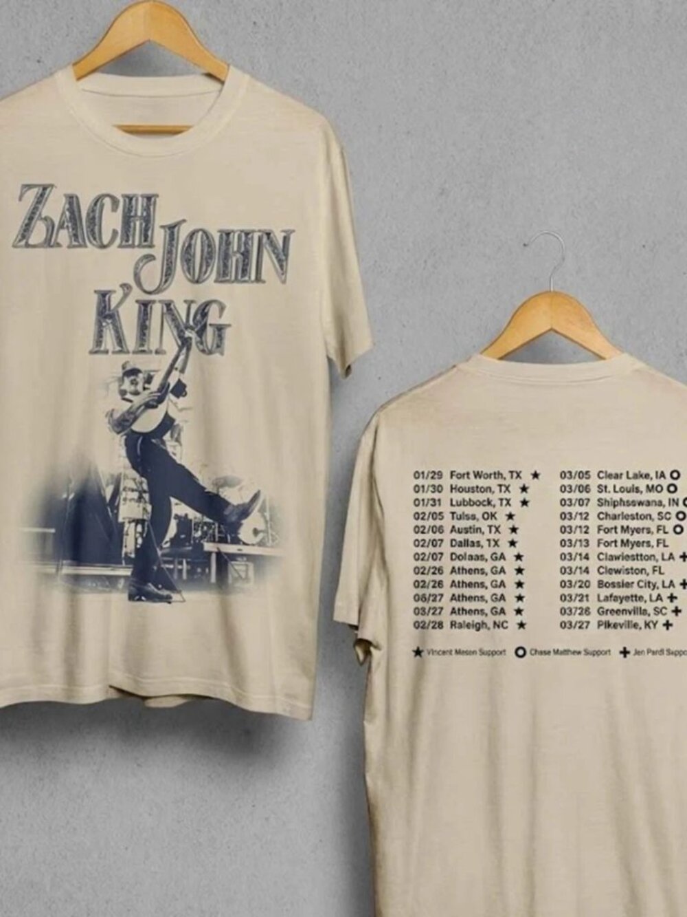 Zach John King Spring Shows North American 2026 City Dates Two Sided T-Shirt 301
